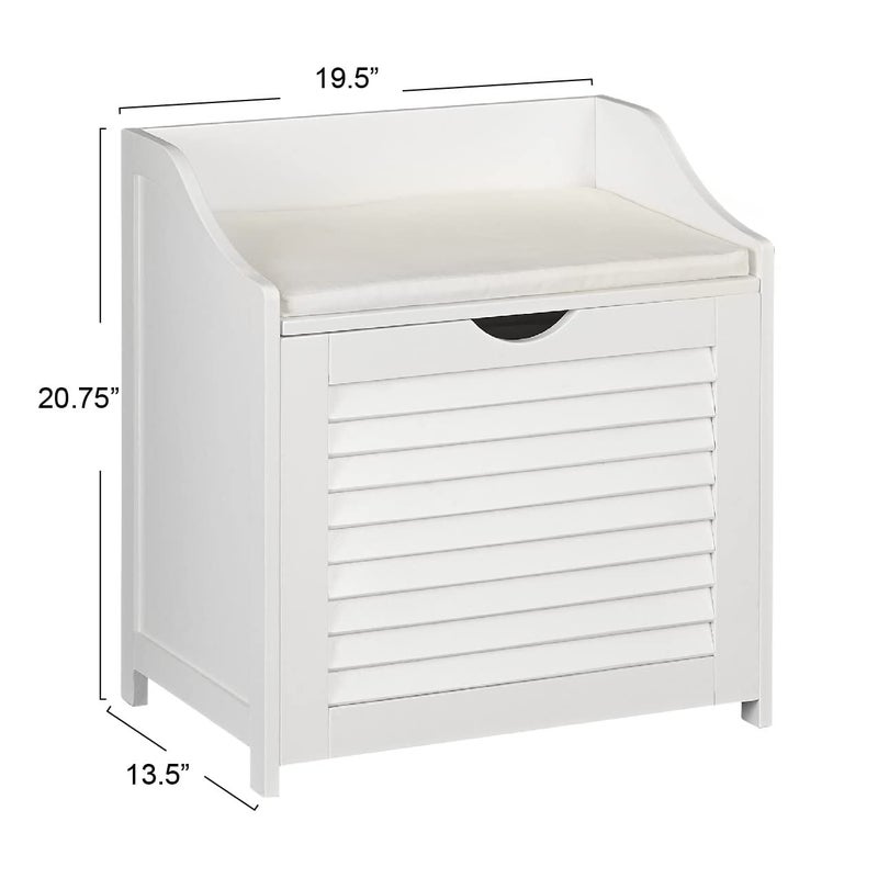 Household Essentials Single Load Hamper Cabinet Seat, White - Image 3